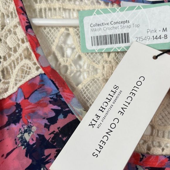 NWT Collective Concepts Women Sleeveless Top Medium Floral Multicolor Crochet - Picture 6 of 7